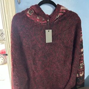 John Varvatos Burgundy Patterned Crewneck Sweater